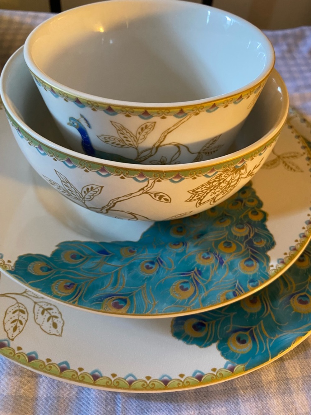 Peacock Garden Fine China Porcelain Dinner Plate by 222 Fifth Set of 2 - Picture 12 of 12